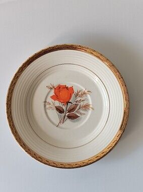 Triumph American Limoges 22K Gold Vermillion Rose Small Plate White Orange 6"